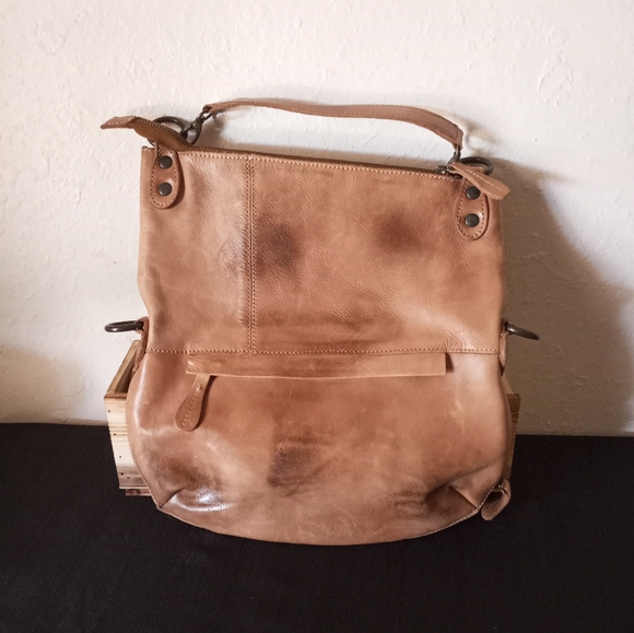 Bed Stu Handbags - Bed Stu Cobbler Tahiti Rustic Honey Brown Expanding Leather Purse